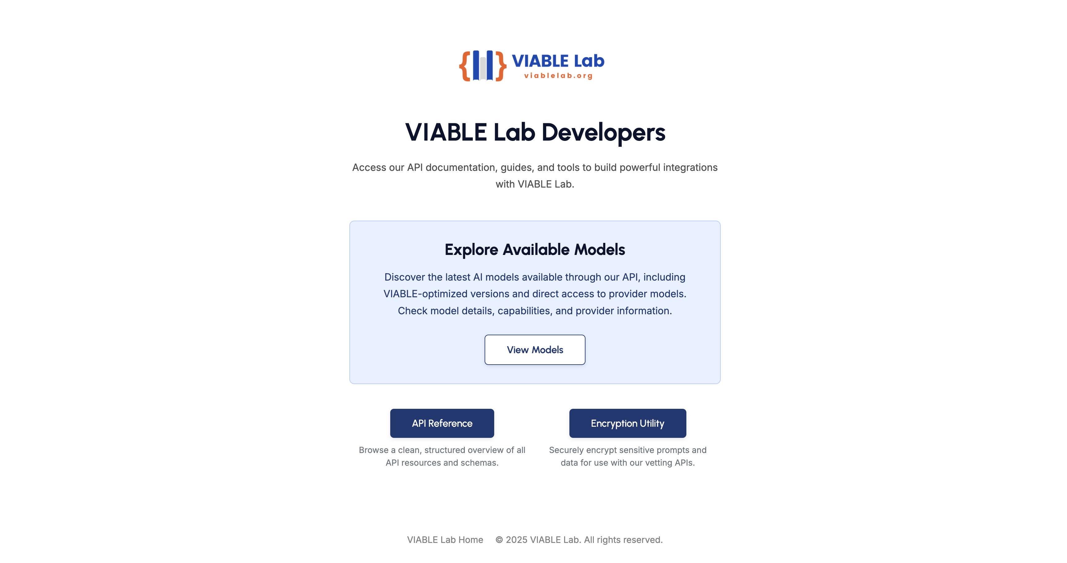 VIABLE Lab Developer Portal